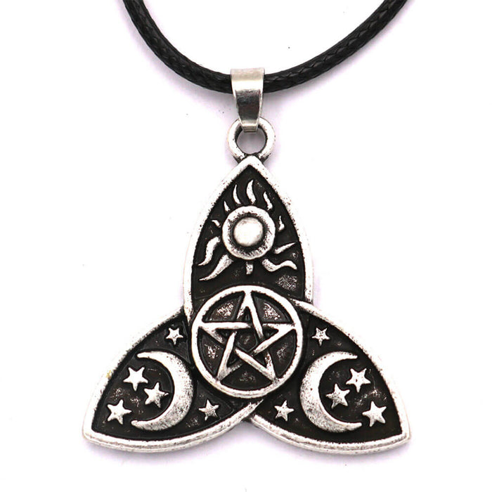 Silver Pentacle Triquetra Pendant Necklace