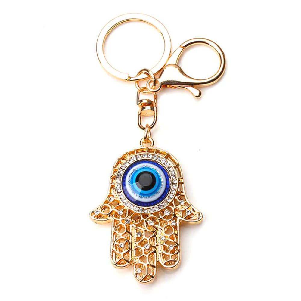 Gold Hand of Fatima Greek Evil Eye Matiasma Keyring
