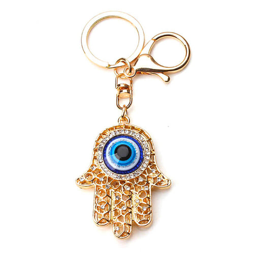 Gold Hand of Fatima Greek Evil Eye Matiasma Keyring