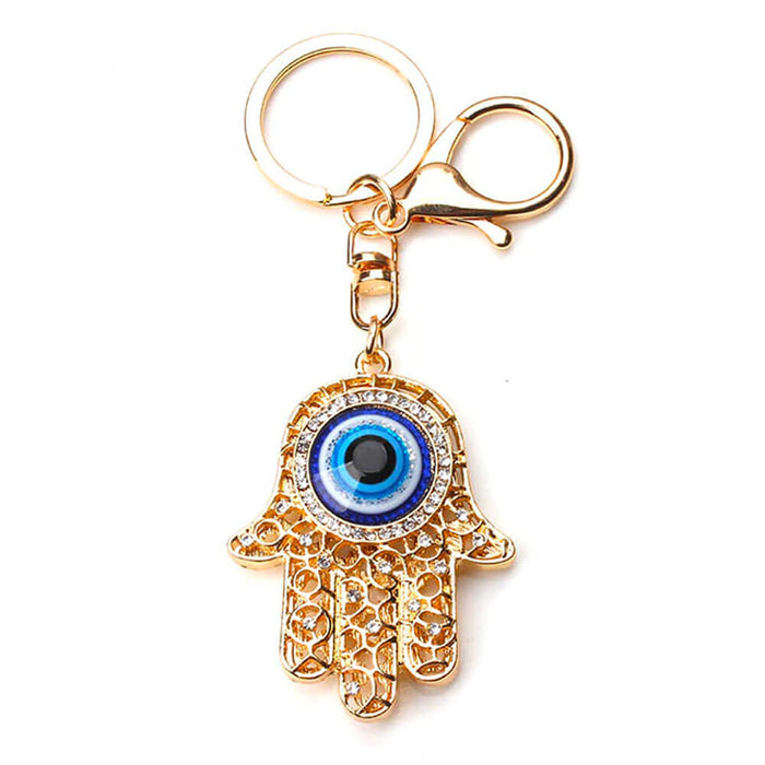 Gold Hand of Fatima Greek Evil Eye Matiasma Keyring