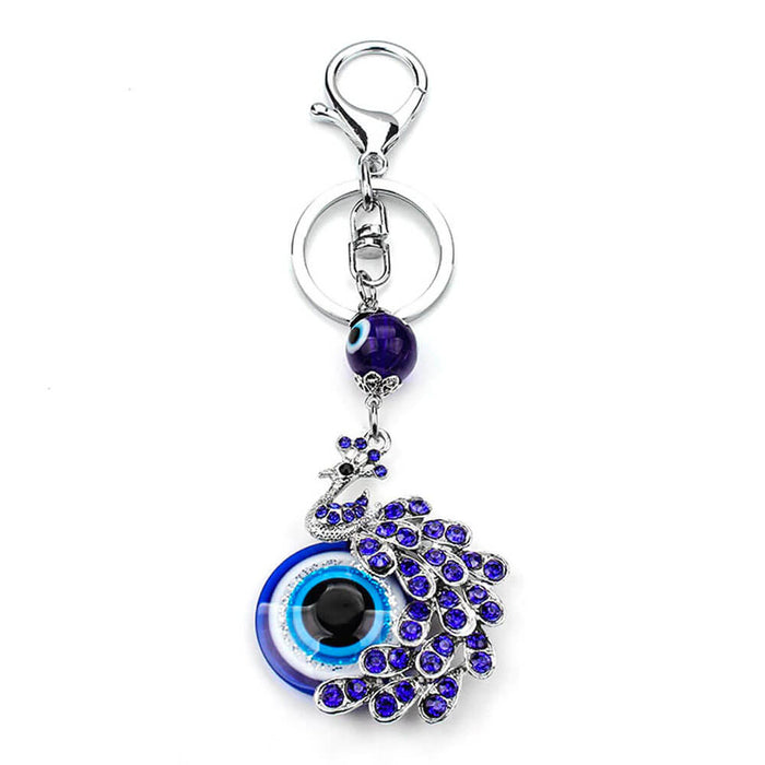Greek Evil Eye Peacock Matiasma Keyring