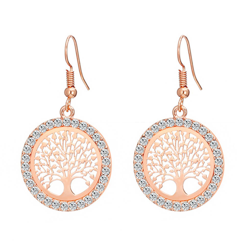 Rose Gold Tree of Life Earrings – Stainless Steel