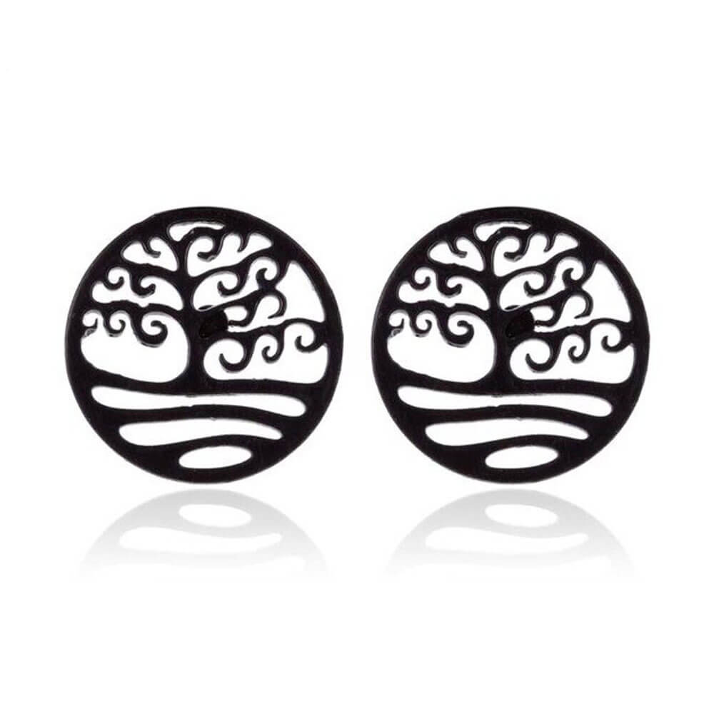 Black Cute Tree of Life Earrings