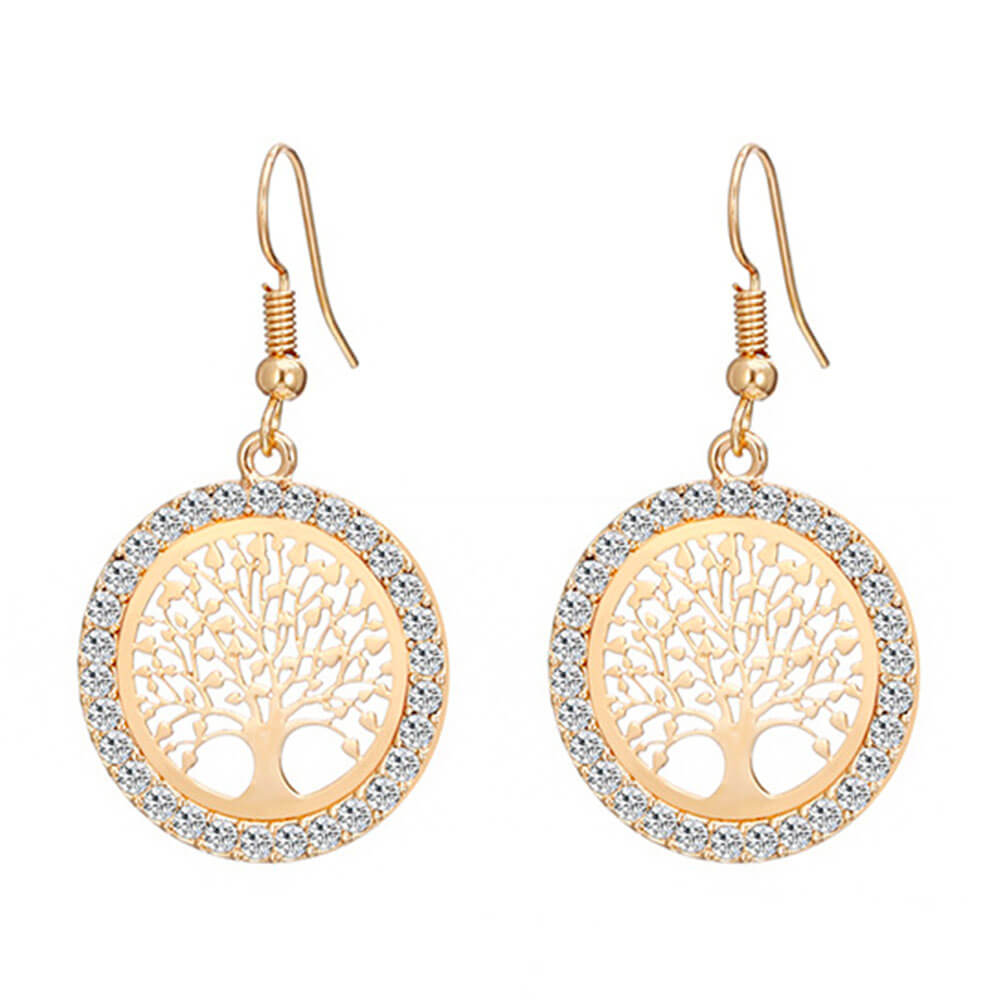 Gold Tree of Life Earrings – Stainless Steel