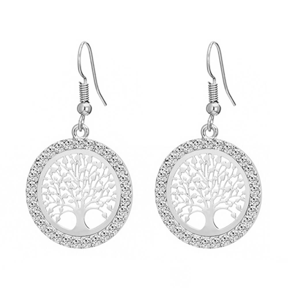 Silver Tree of Life Earrings – Stainless Steel