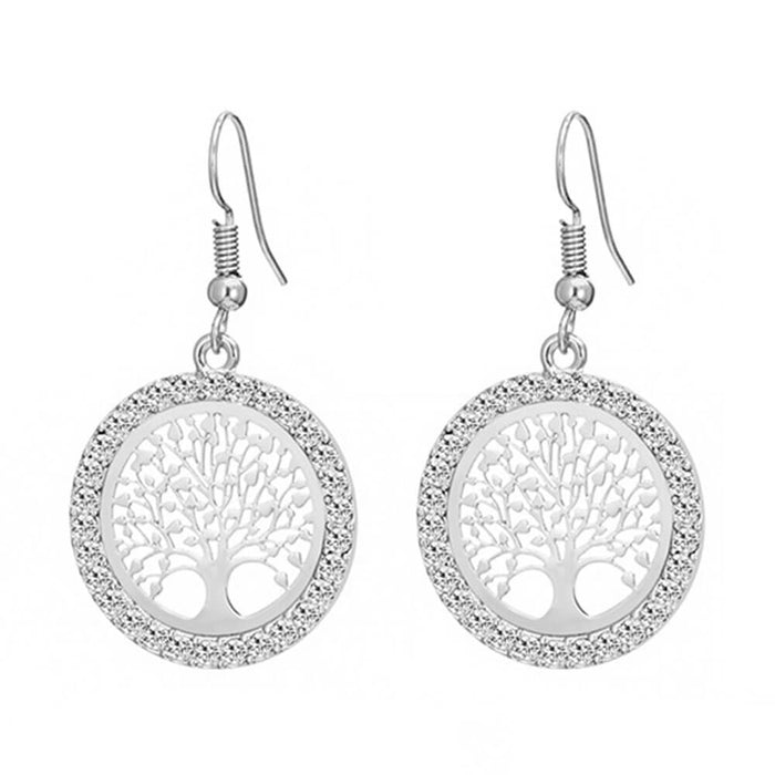 Silver Tree of Life Earrings – Stainless Steel
