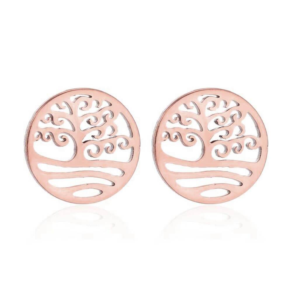 Rose Gold Cute Tree of Life Earrings