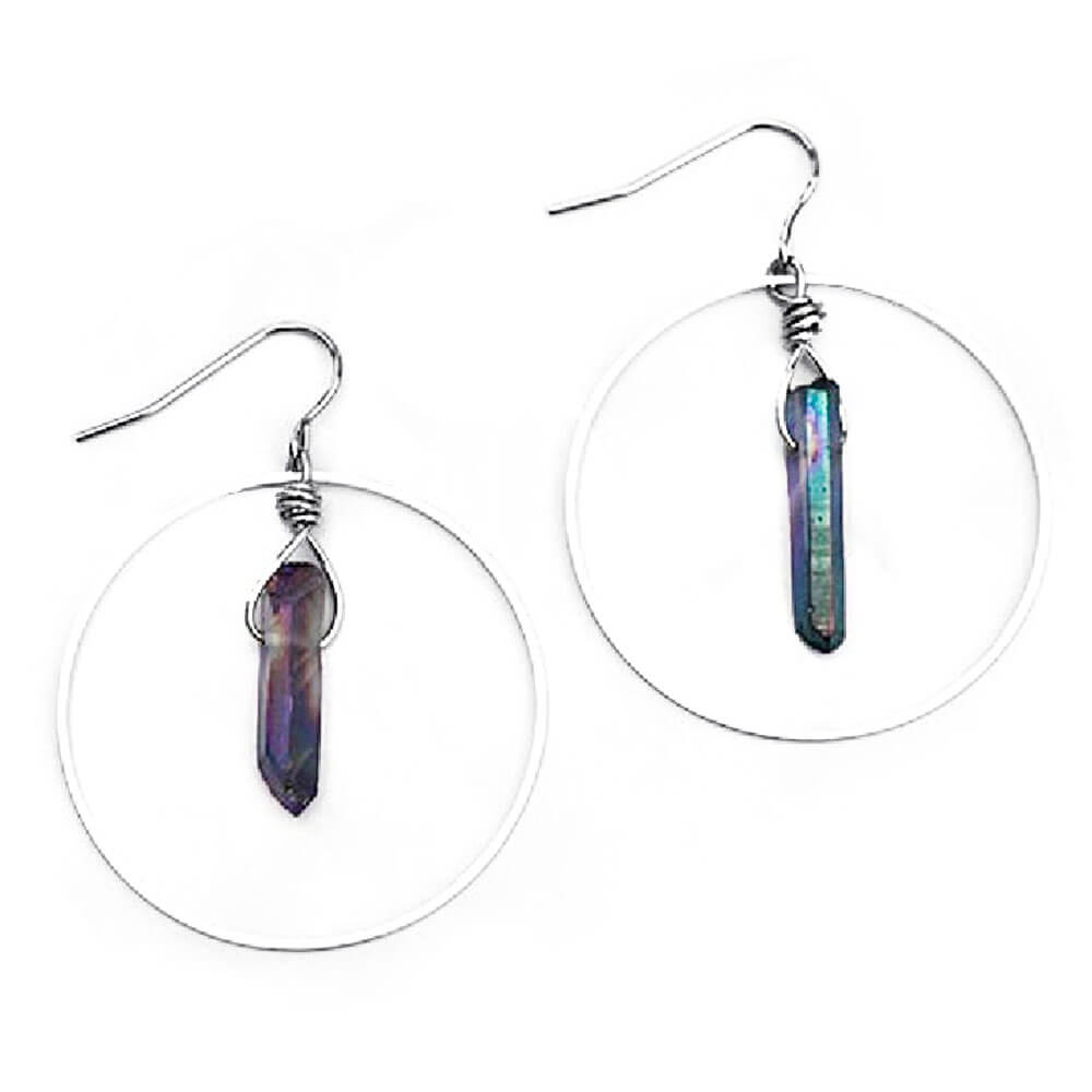 Asymmetric Quartz Hoop Earrings