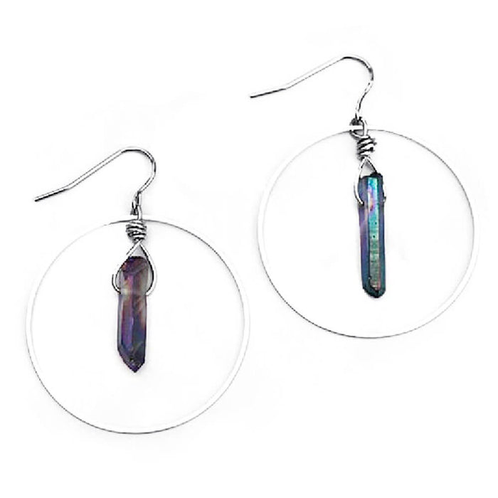 Asymmetric Quartz Hoop Earrings