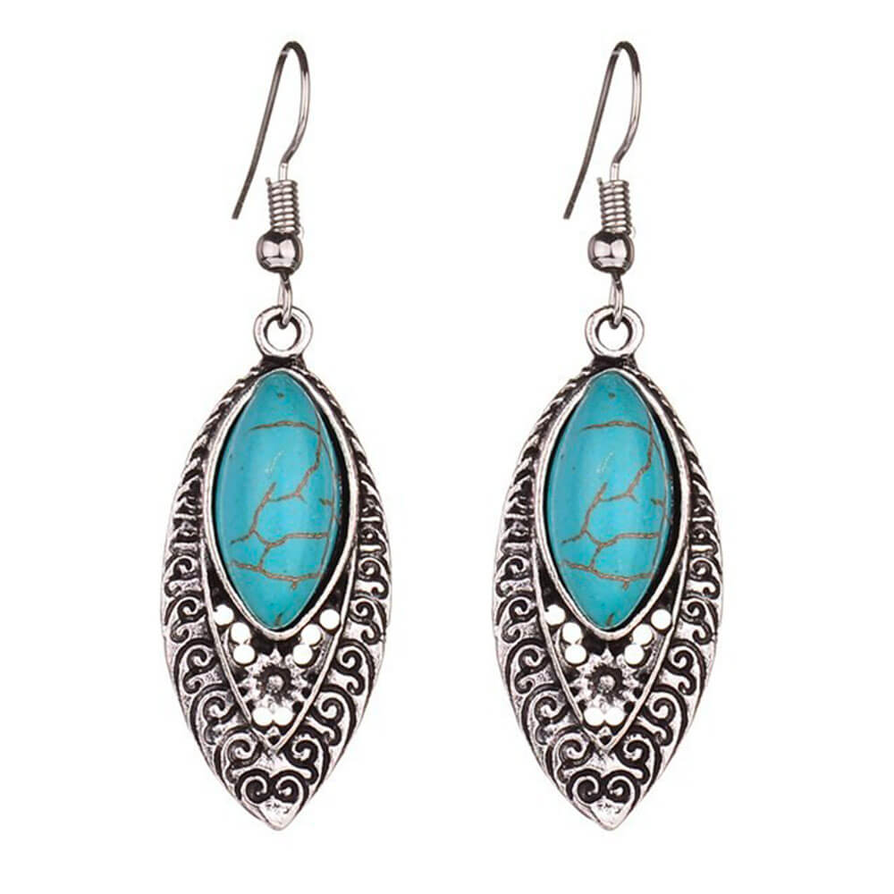 Silver Turquoise Earrings – Stainless Steel