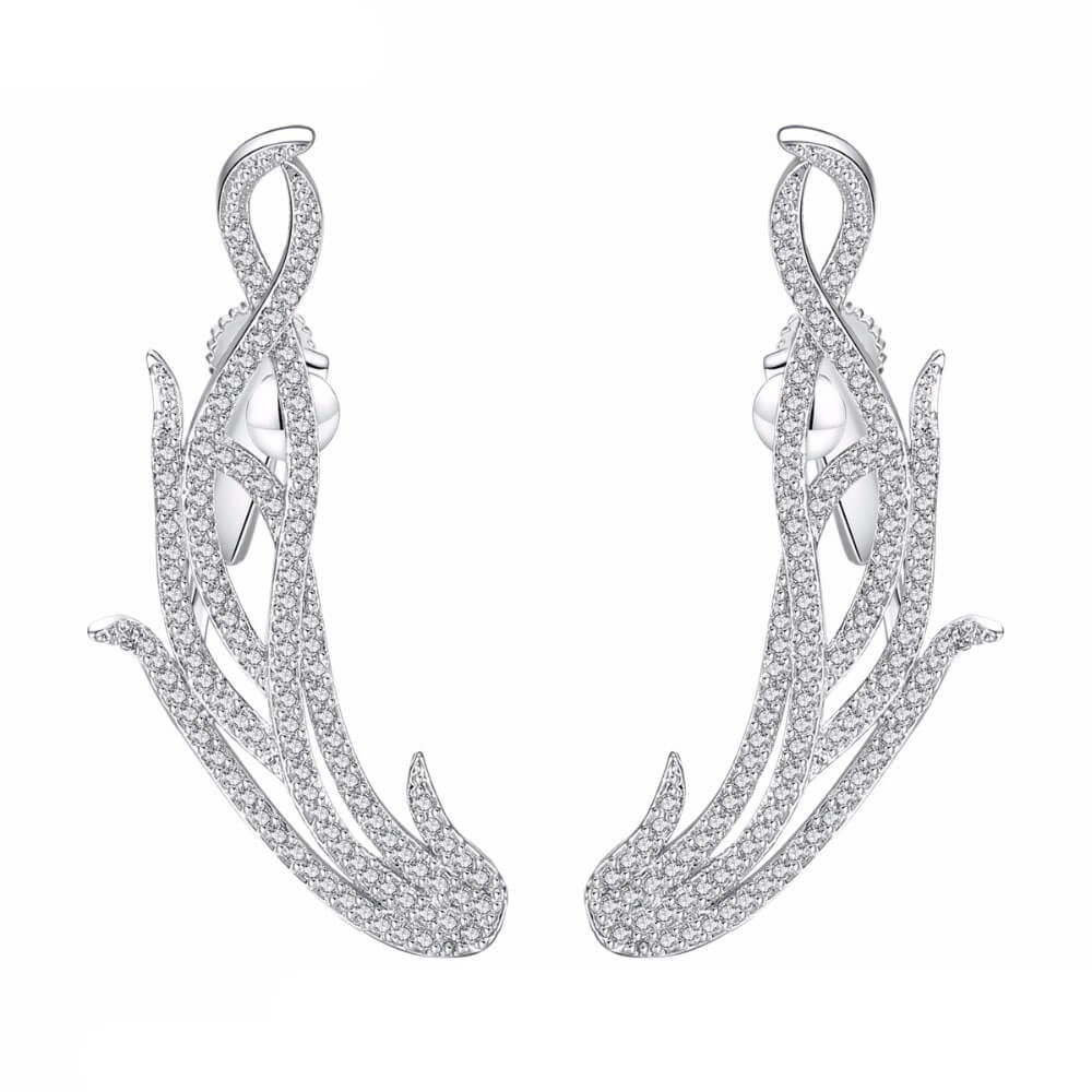 Silver Fallen Angel Wings Earrings
