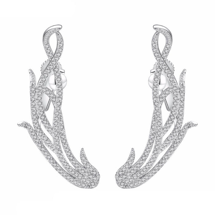 Silver Fallen Angel Wings Earrings