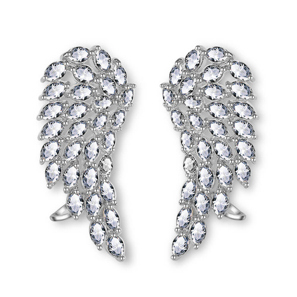 Silver Crystal Angel Wings Earrings