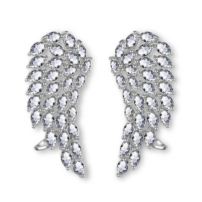Silver Crystal Angel Wings Earrings