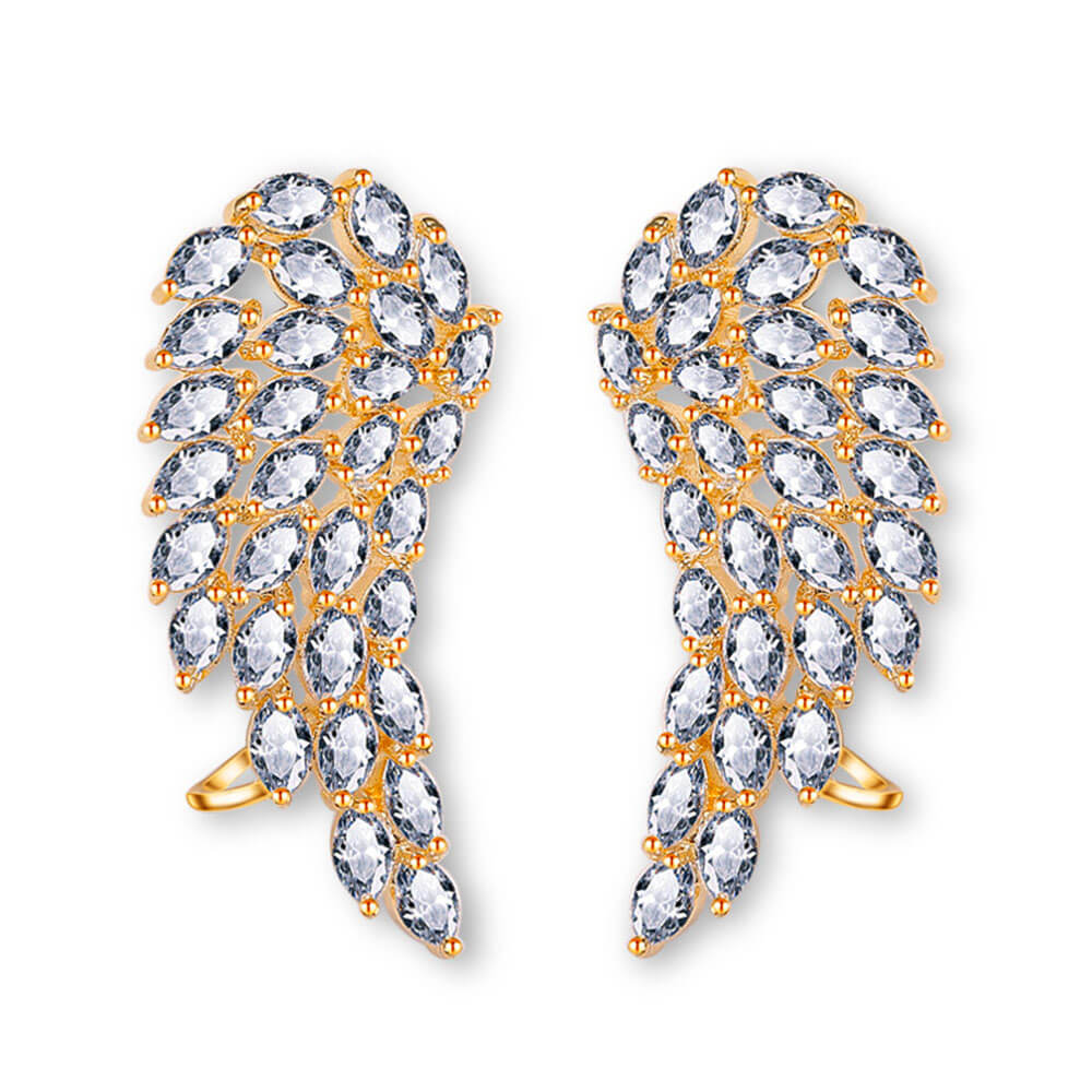Gold Crystal Angel Wings Earrings