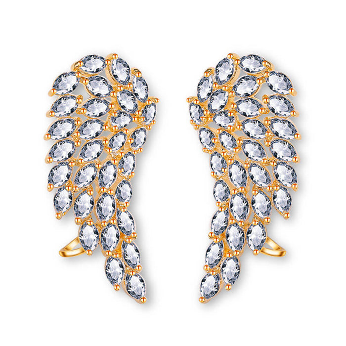 Gold Crystal Angel Wings Earrings