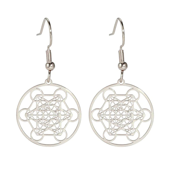 Silver Metatron's Cube Small Earrings