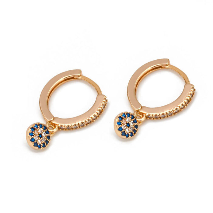 Gold Blue Evil Eye Earrings