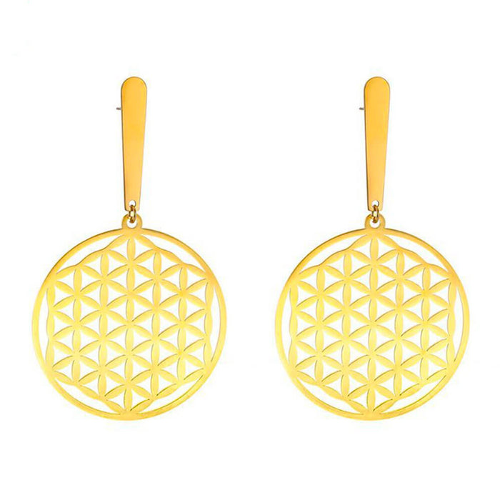 Gold Flower of Life Earrings – Stainless Steel