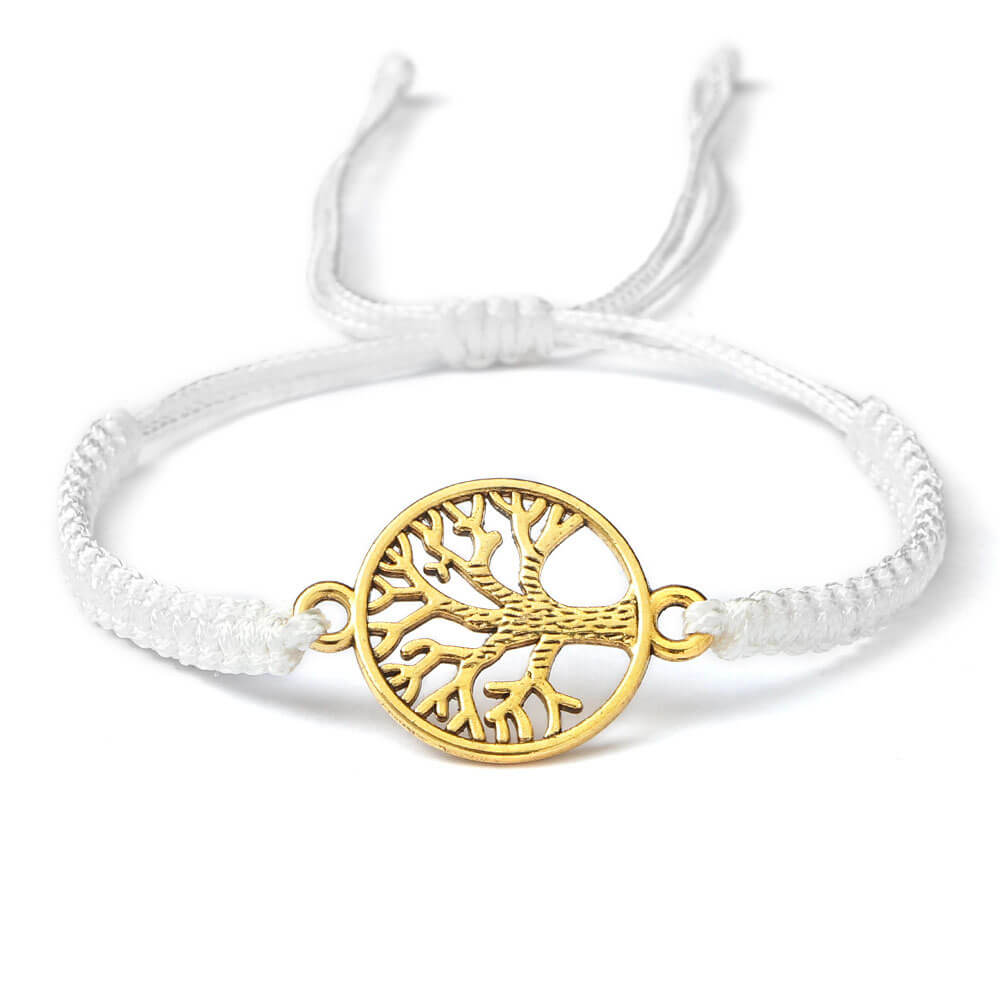 Gold Tree of Life White Bracelet