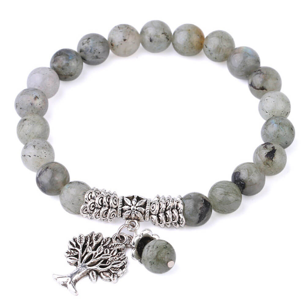 Spectrolite Labradorite Stretch Tree of Life Bracelet