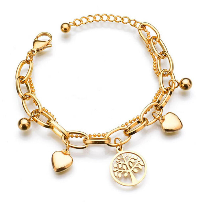 Gold Heart Tree of Life Bracelet