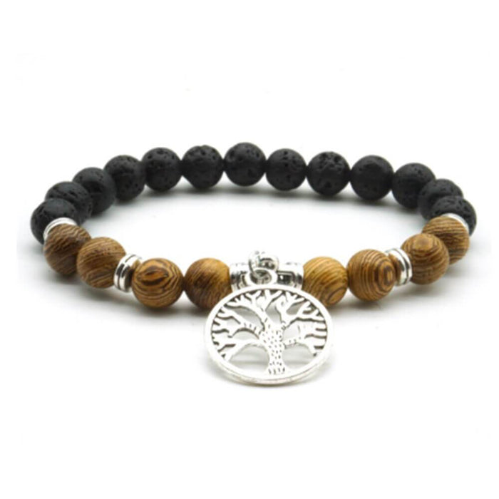 Wooden Beaded Tree of Life Bracelet