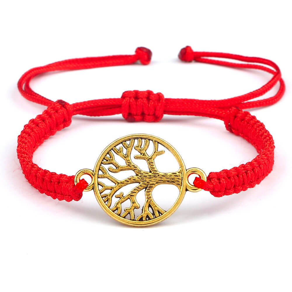 Gold Tree of Life Red Bracelet