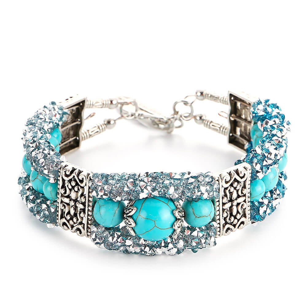 Turquoise Stone Crystal Bracelet