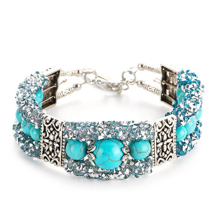 Turquoise Stone Crystal Bracelet