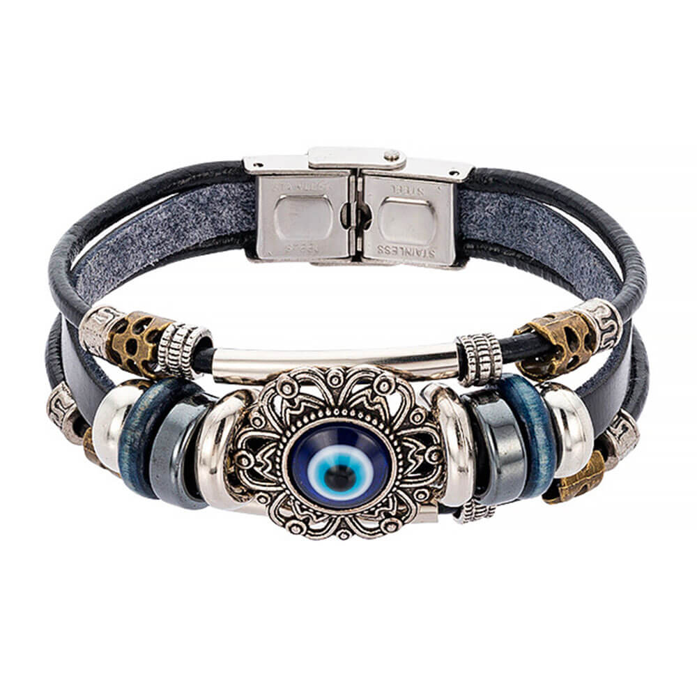 Greek Evil Eye Matiasma Leather Bracelet
