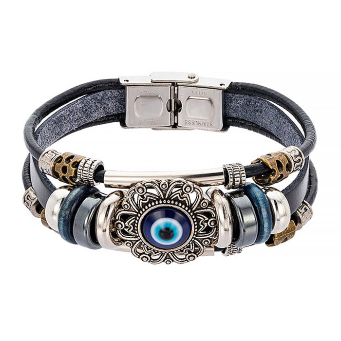 Greek Evil Eye Matiasma Leather Bracelet