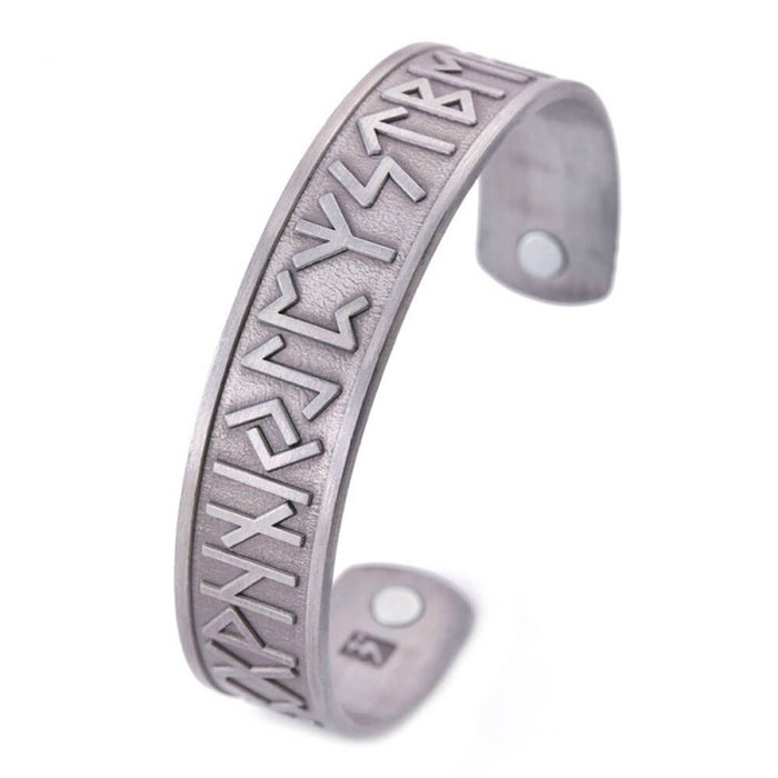 Celtic Viking Runes Magnetic Bangle Bracelet – Stainless Steel