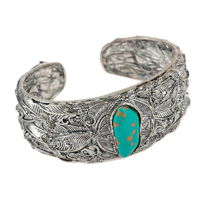 Turquoise Stone Jungle Adjustable Bangle Bracelet