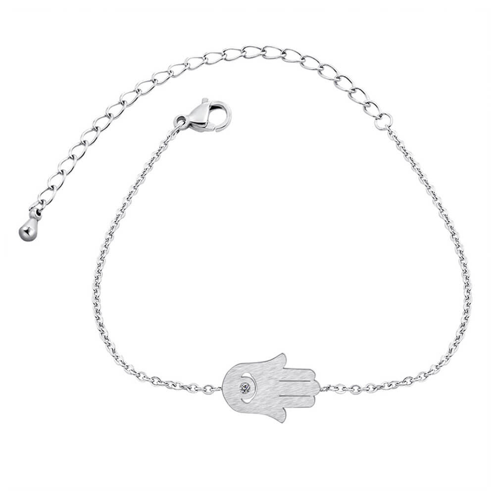 Silver Khamsa Hand of Fatima Bracelet