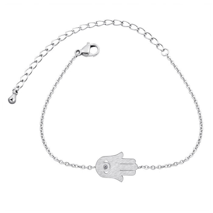 Silver Khamsa Hand of Fatima Bracelet
