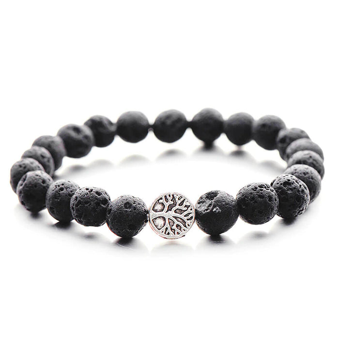 Lava Stone Beaded Tree of Life Bracelet