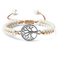 Silver Tree of Life Beaded Bracelet