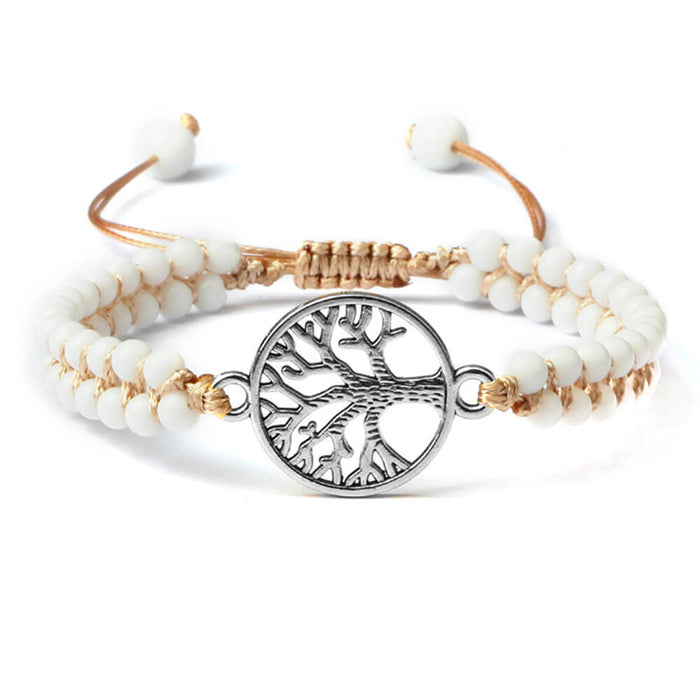Silver Tree of Life Beaded Bracelet