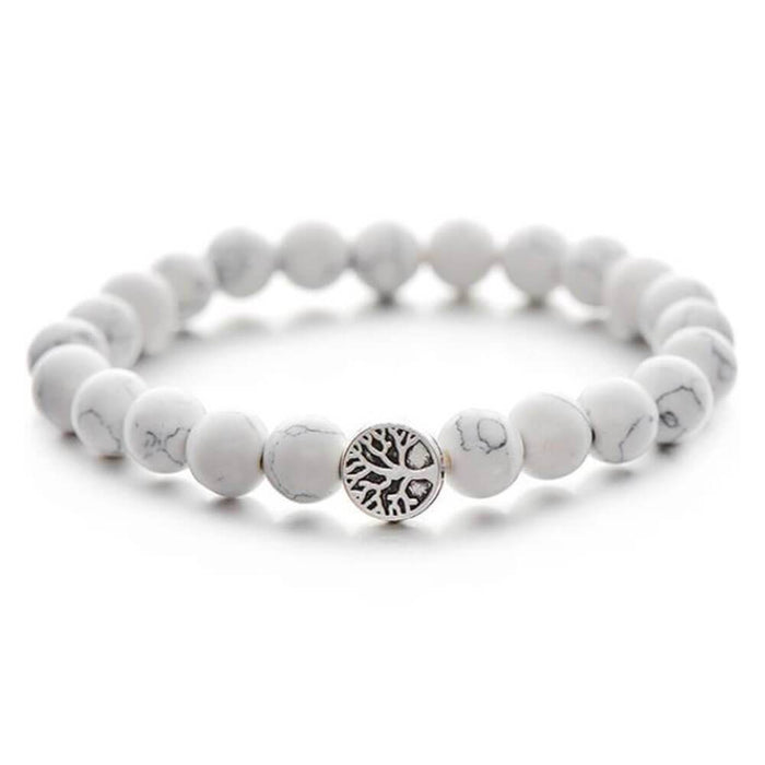 White Turquoise Beaded Tree of Life Bracelet