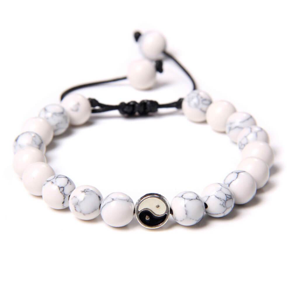 White Turquoise Bead Yin Yang Bracelet