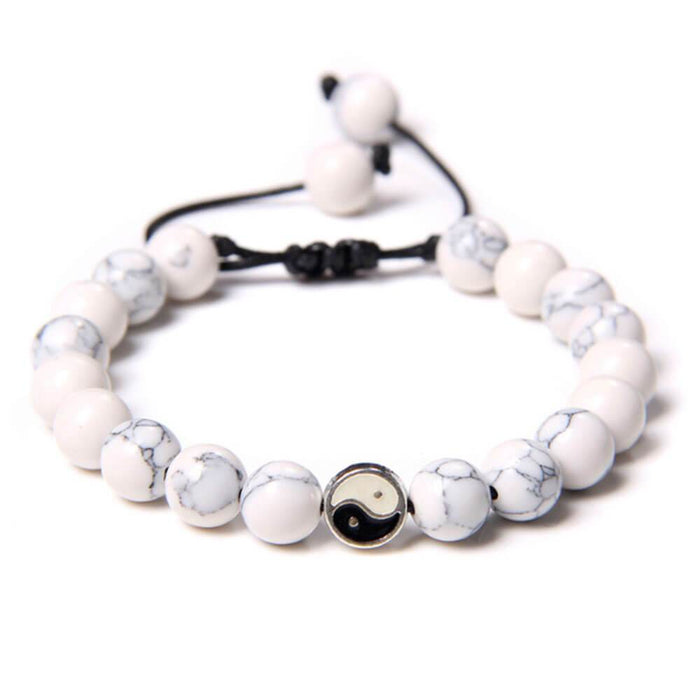 White Turquoise Bead Yin Yang Bracelet