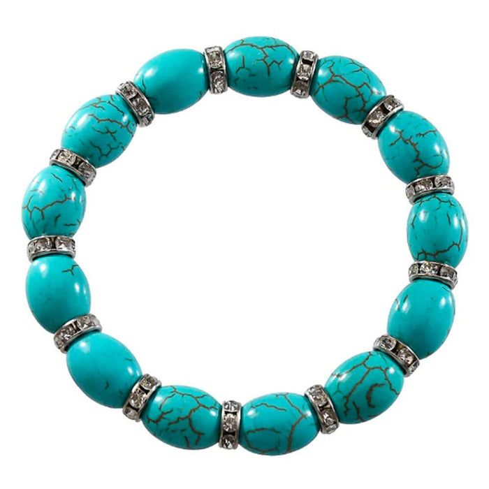 Oval Turquoise Stone Mala Bracelet