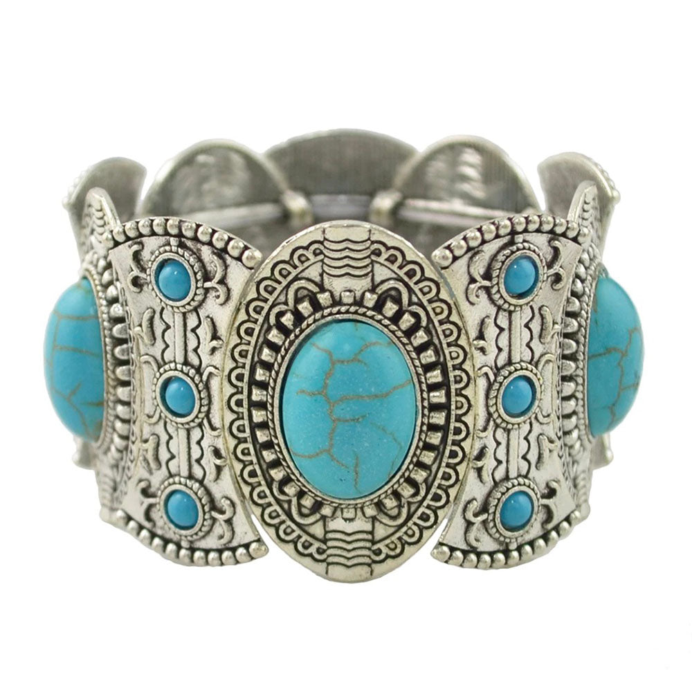 Oval Turquoise Stretch Bracelet