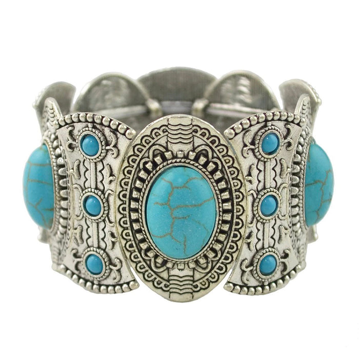 Oval Turquoise Stretch Bracelet