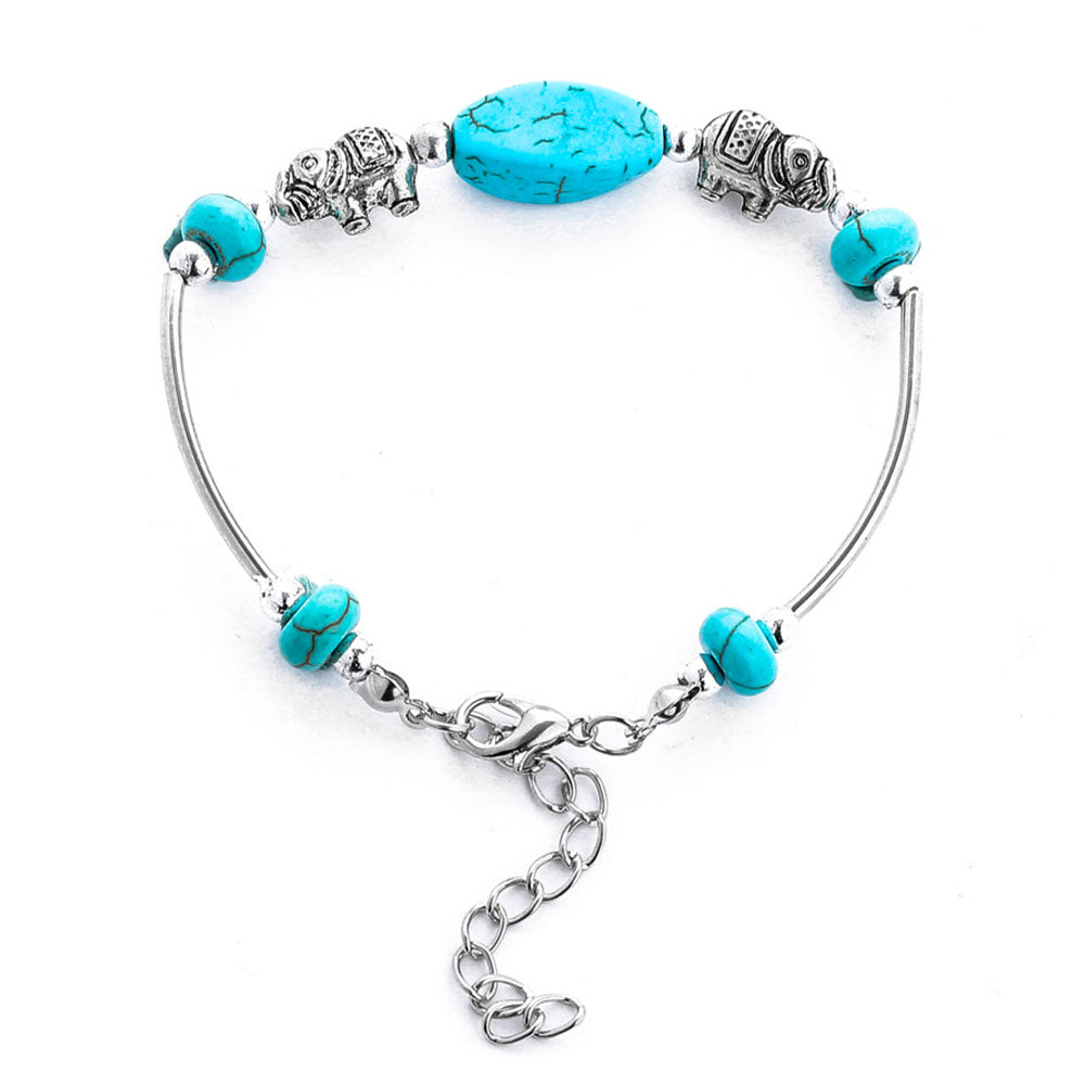 Turquoise Stone Elephant Bracelet
