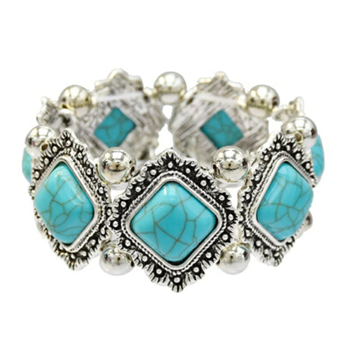 Diamond Shape Turquoise Stretch Bracelet