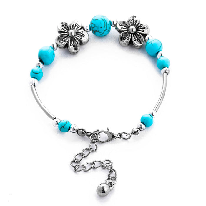 Turquoise Stone Flower Bracelet