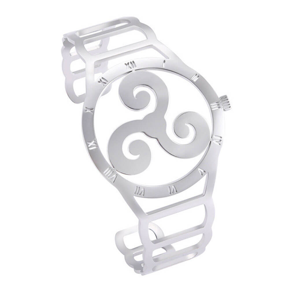 Silver Breton Celtic Triskele Adjustable Bracelet – Stainless Steel