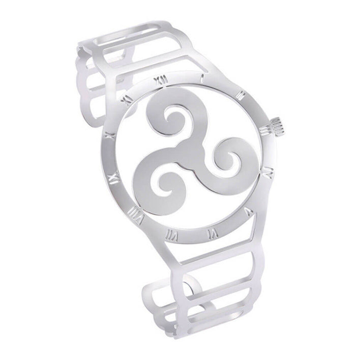 Silver Breton Celtic Triskele Adjustable Bracelet – Stainless Steel